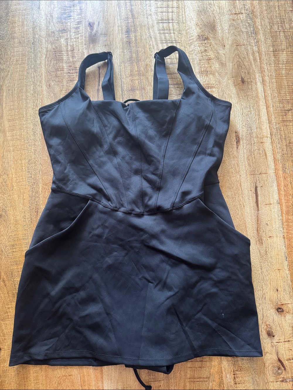 TA3 TA3148S Black Seamed Squarey Dress with Structured Bodice 3X SHORT
